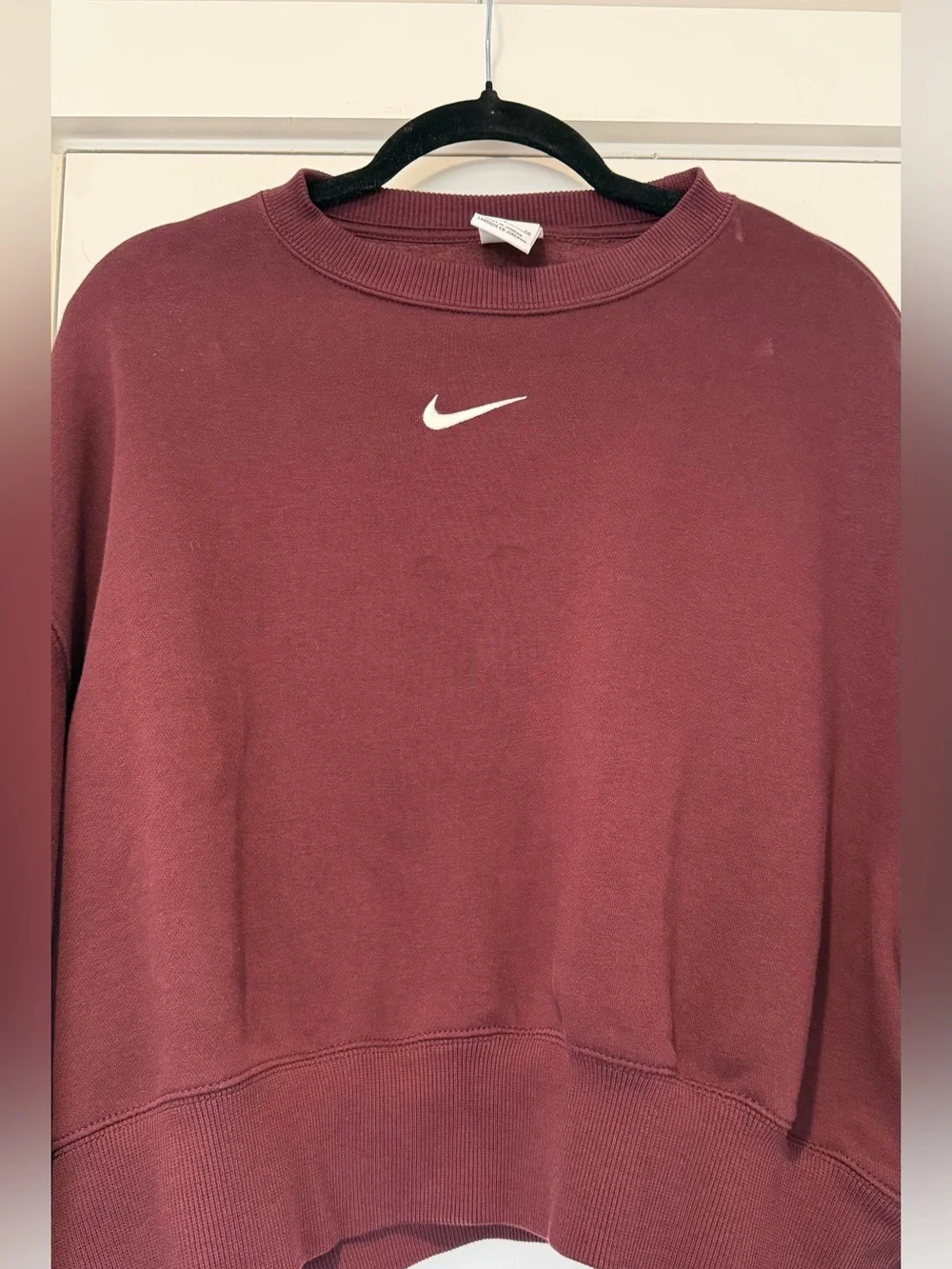 Auth. ✅ Nike Phoenix Oversized Crop Crewneck in “Burgundy Crush/Sail” Size Small